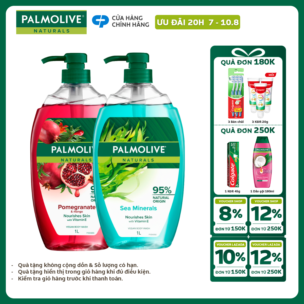 [Chỉ 20H 7-10.8_X2 Voucher giảm 24%] Bộ 2 Sữa tắm Palmolive dạng gel chiết xuất Lựu  Xoài và Muối biển cho da mềm mịn, thơm sảng khoái 1L
