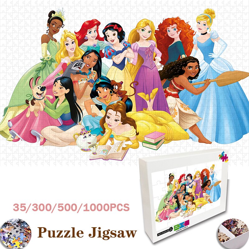 Disney Princess Jigsaw Puzzle Set 35/300/500/1000 Pieces Jigsaw Puzzle Educational Toy for Kids Children 's Games Christmas Gift