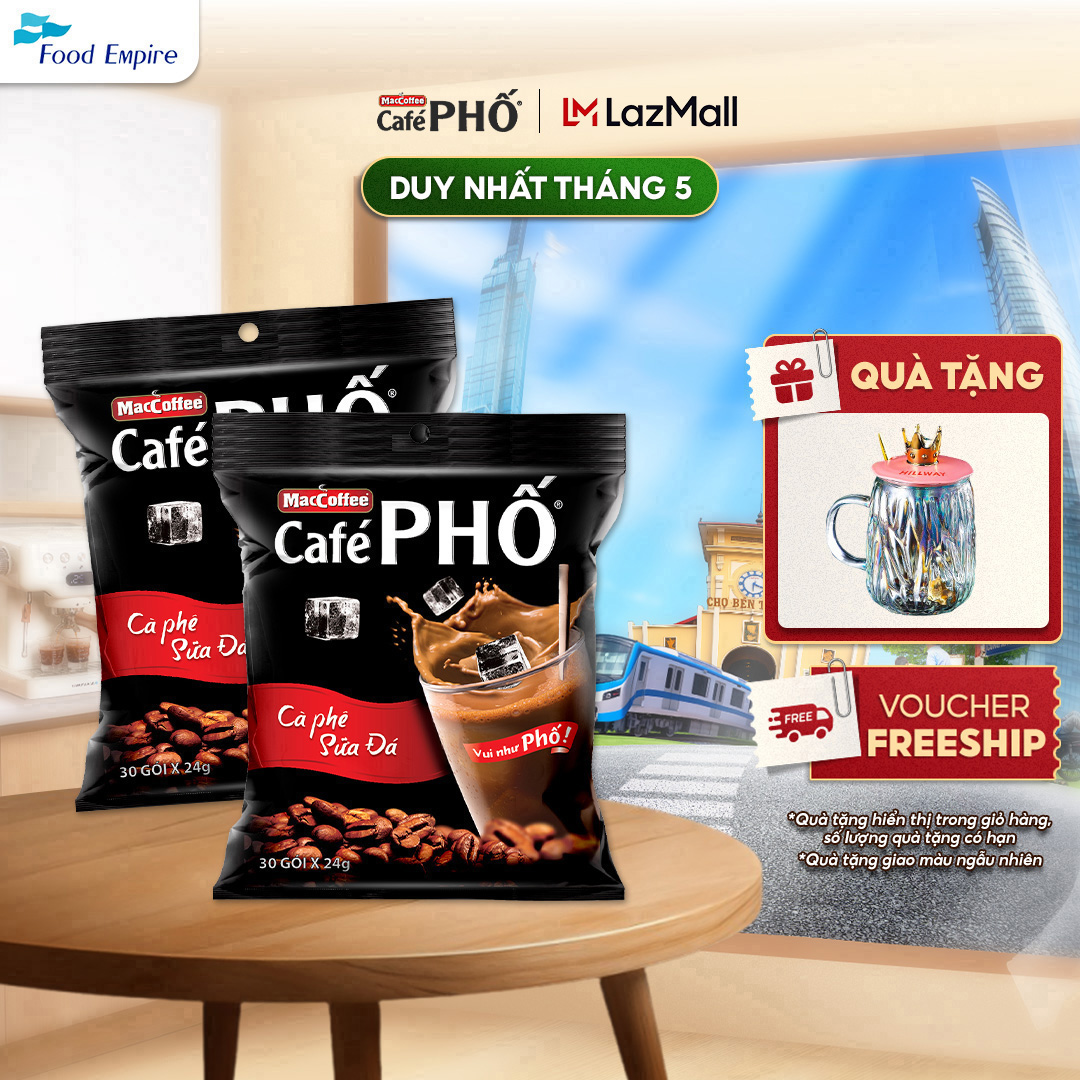 Combo 2 Túi Cà phê Phố Sữa Đá - Maccoffee (túi 30 gói x 24g)