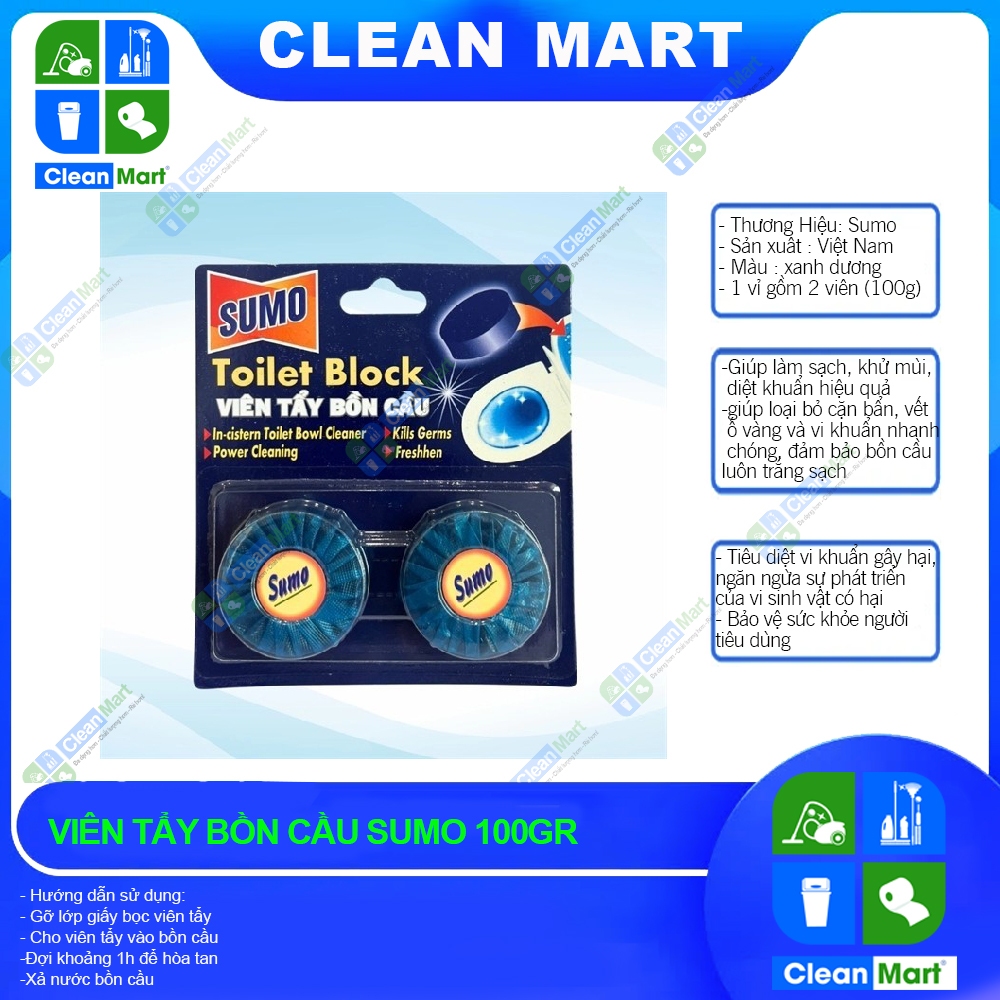 Vỉ Viên Tẩy Bồn Cầu Sumo Toilet Block 100g - CLEAN MART