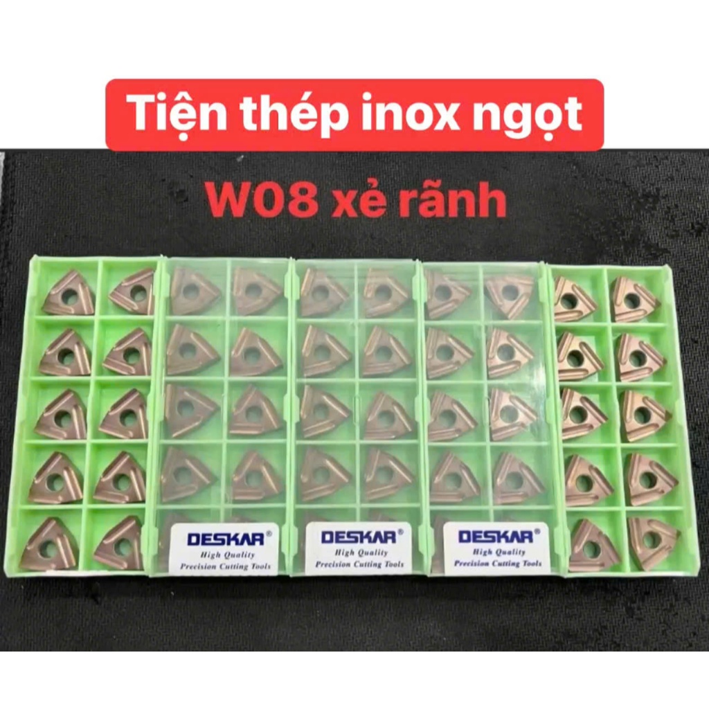 Chíp tiện W08 xẻ rãnh DESKAR Tiện inox thép rất ngon