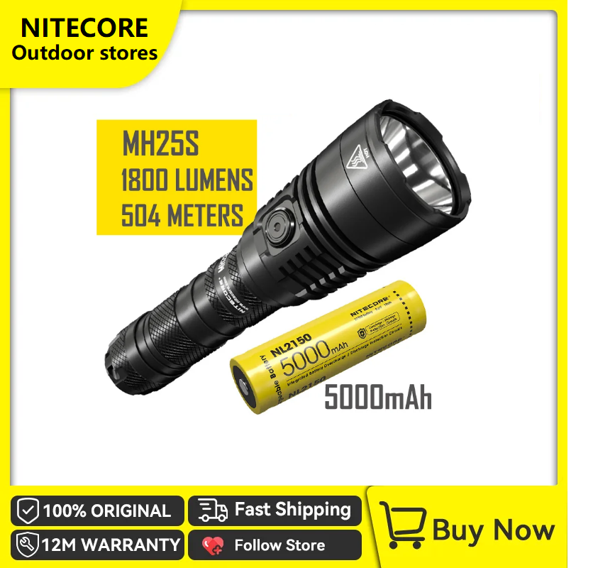 NITECORE MH25S Spotlight Long-range Portable Usb Rechargeable Flashlights Camping LED Police Tactical Lamp 21700 Lithium Battery ราคา 3,896 บาท*ส่งฟรี