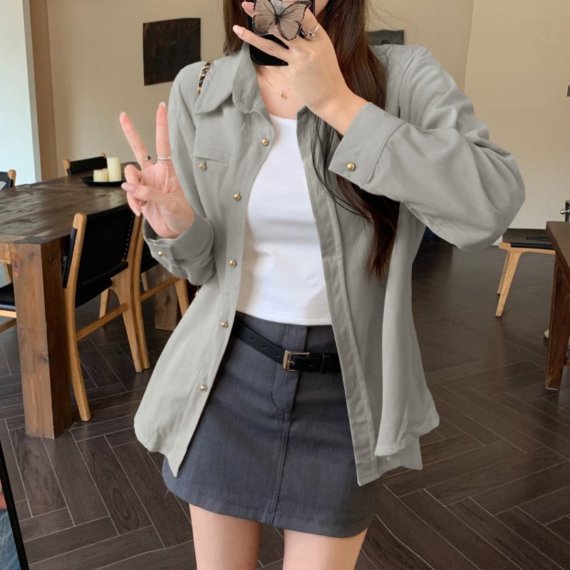 Laz nigori Áo sơ mi Đầm quây cao cấp đồ lót nữ áo sơ mi nhung kẻ Áo khoác nữ