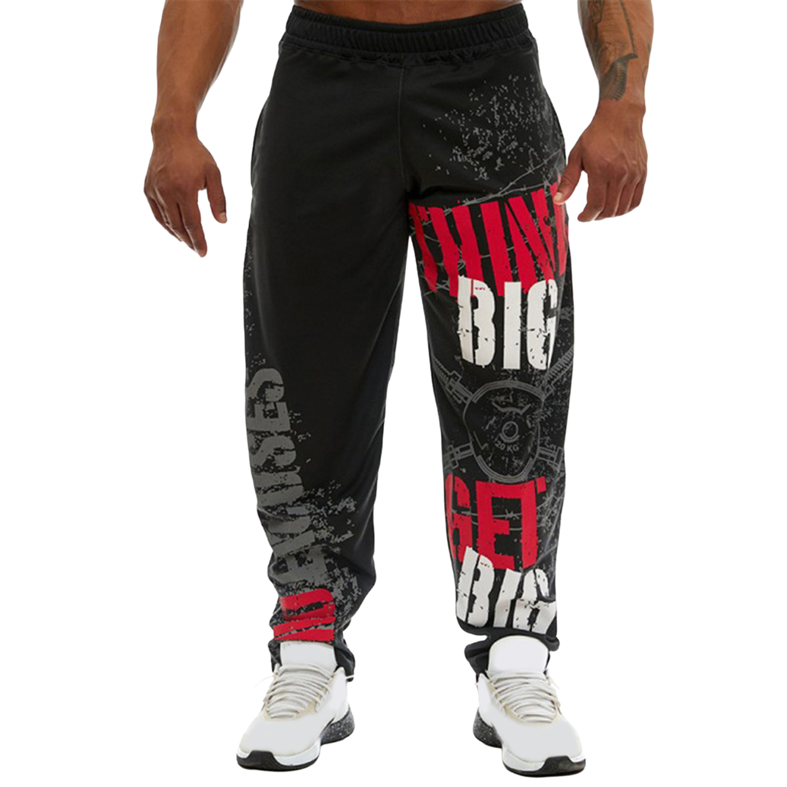 Dece Flor Men Pants Loose Straight Mid Waist Deep Crotch Digital Printing Jogging Soft Elastic Waist Men Trousers for Gym Chic Sports Pants