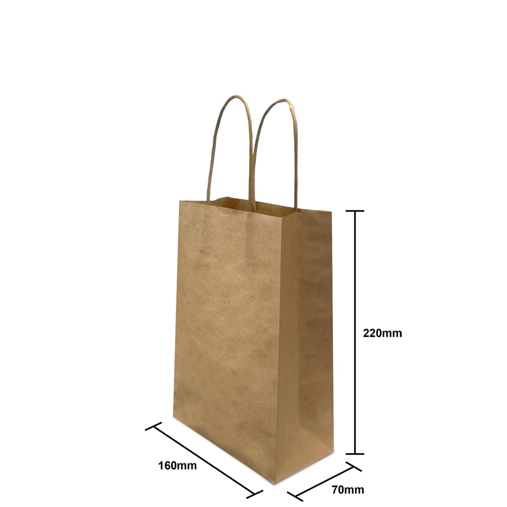 Store Age [25/100Pcs] White & Brown Paper Bag Pastry Paper Bag Doorgift Paper Beg Goodies Murah
