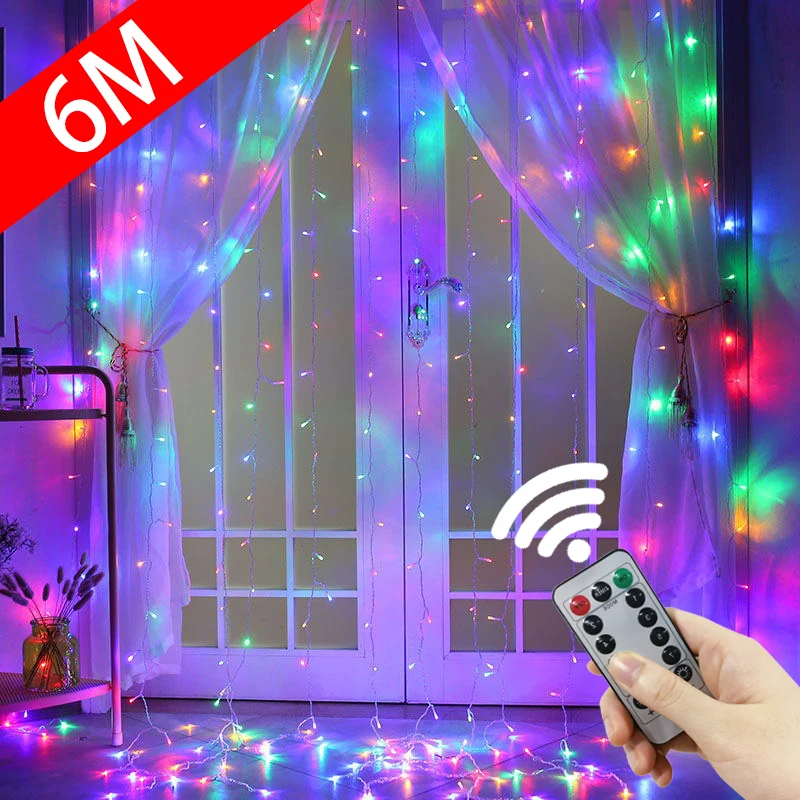 (AA-balloon) 3M LED Curtain Garland on The Window USB String Lights Fairy Festoon Remote Control Christmas Wedding Decorations for Home Room