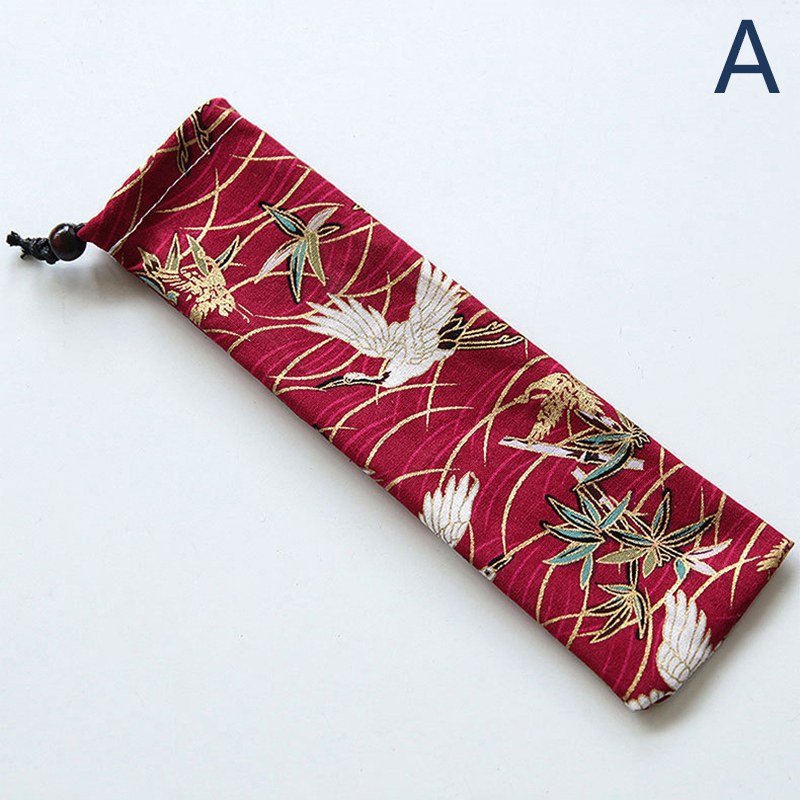 🎈LUCKY🎈 Túi đựng dao kéo phong cách Nhật Bản túi dây rút du lịch tái sử dụng cho nĩa Bộ đồ ăn nhà bếp thìa đũa tre bàn chải làm sạch