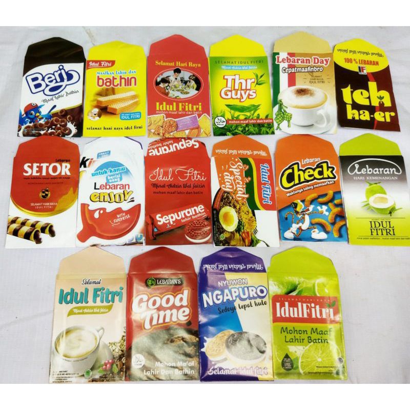 Angpao Lebaran UNIK VIRAL LUCU Per bungkus Amplop Uang Hari Raya Idul Fitri Motif Snack 2025