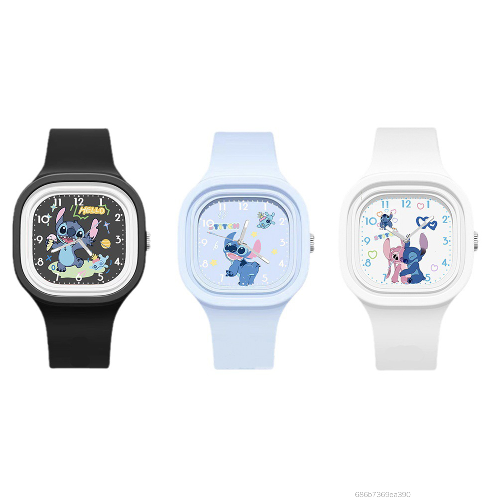 Đồng hồ silicone trẻ em dễ đọc vuông quay số anime Stitch Kids Quartz Watch cho các sinh viên tuổi teen TF-Ais-VN