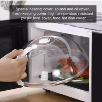 【TheCoachesJournal】Microwave food splash proof cover household oven heating cover plate transparent cover handle cooking utensils accessories