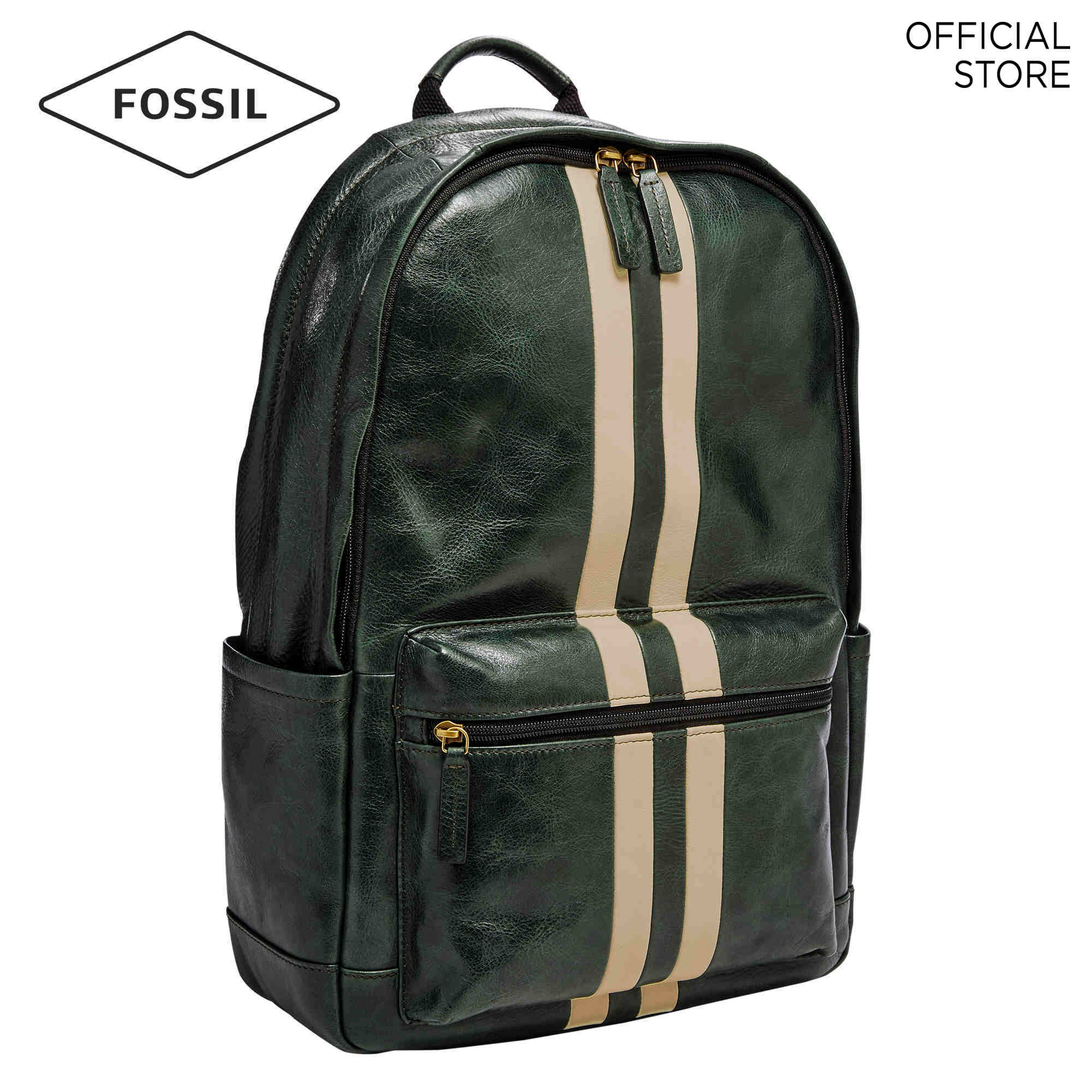 fossil backpack leather