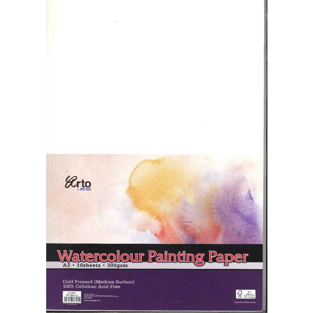 ARTO by CAMPAP WATERCOLOUR PAINTING PAPER A3SIZE 10S 300gsm (CR36347)