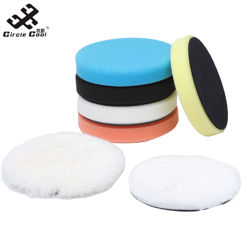 Vòng Tròn Mát 7Pcs 6 Inch đánh bóng xe Pad bọt sáp Đĩa bánh xe bằng len chăm sóc sơn ô tô Đánh Bóng Pads Tự Động Tiện Ích