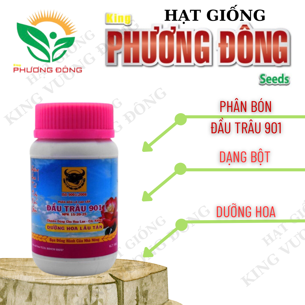 Phân Bón NPK 901 100gr - KING PHƯƠNG ĐÔNG - Phong Lan Hiệu Đầu Trâu 901 Hủ 100gr Npk Đầu Trâu 901 Dư