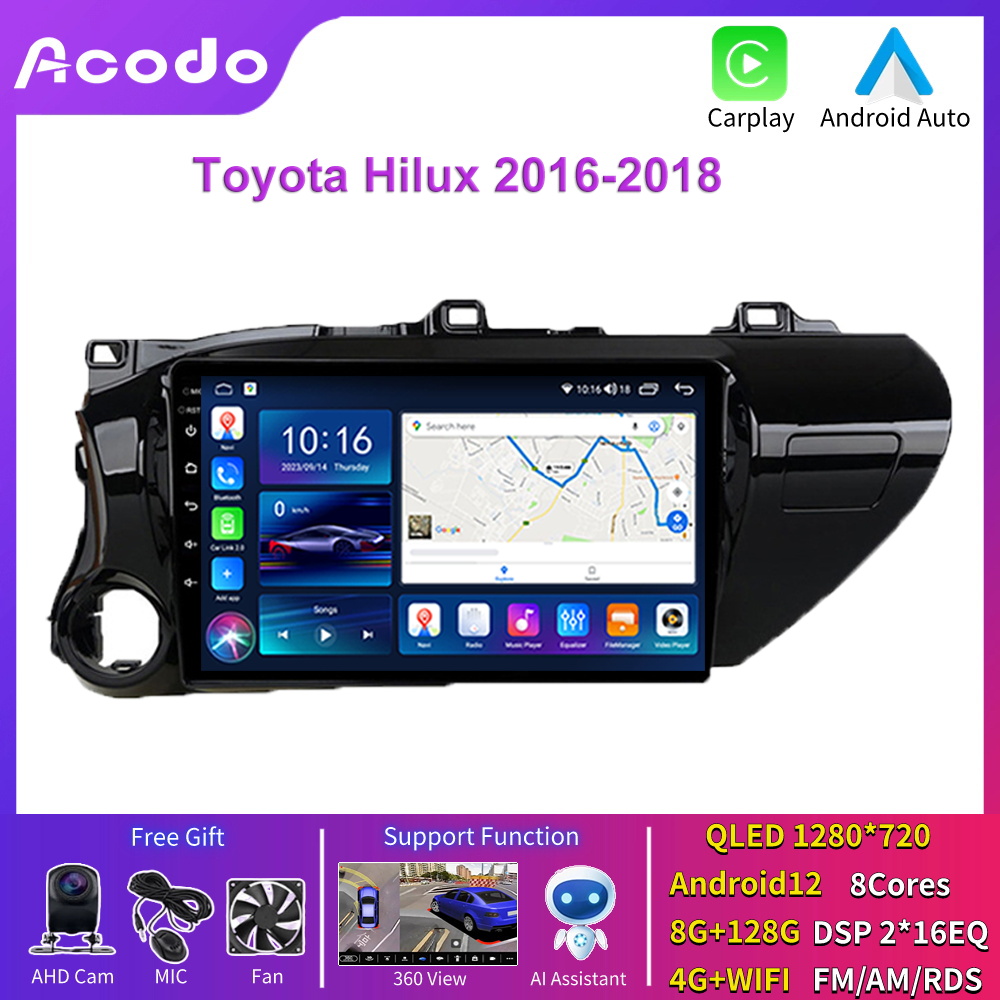 Acodo 2din Android 12 Wifi 4Gสเตอริโอสำหรับรถยนต์สำหรับToyota Hilux 2016-2018 8แกน8G RAM 128G ROMวิทยุรถยนต์DSP 2 * 16EQ IPSหน้าจอสัมผัสบลูทูธAM FM RDSวิทยุพัดลมระบายความร้อนMirror LinkนำทางGPSวิดีโอOutระบบควบคุมพวงมาลัยปลั๊กและเล่นHeadunit ราคา 2,411 บาท*ส่งฟรี