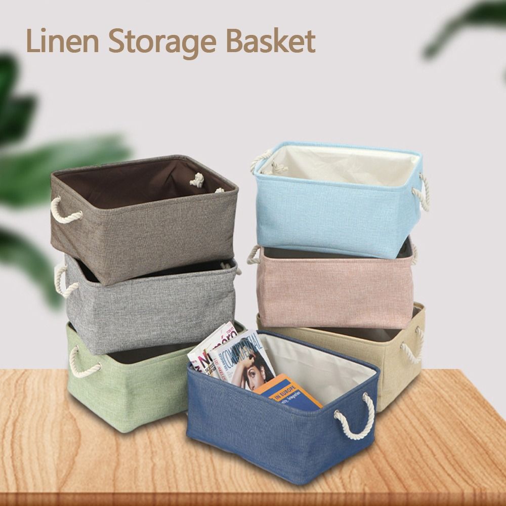 ONTOSTORE90RE8 Vải lanh Giỏ phân loại đồ lặt vặt Đồ chơi trẻ em Vớ đồ lót Giỏ đựng đồ Chất lượng cao Gấp Hộp sắp xếp Đồ gia dụng
