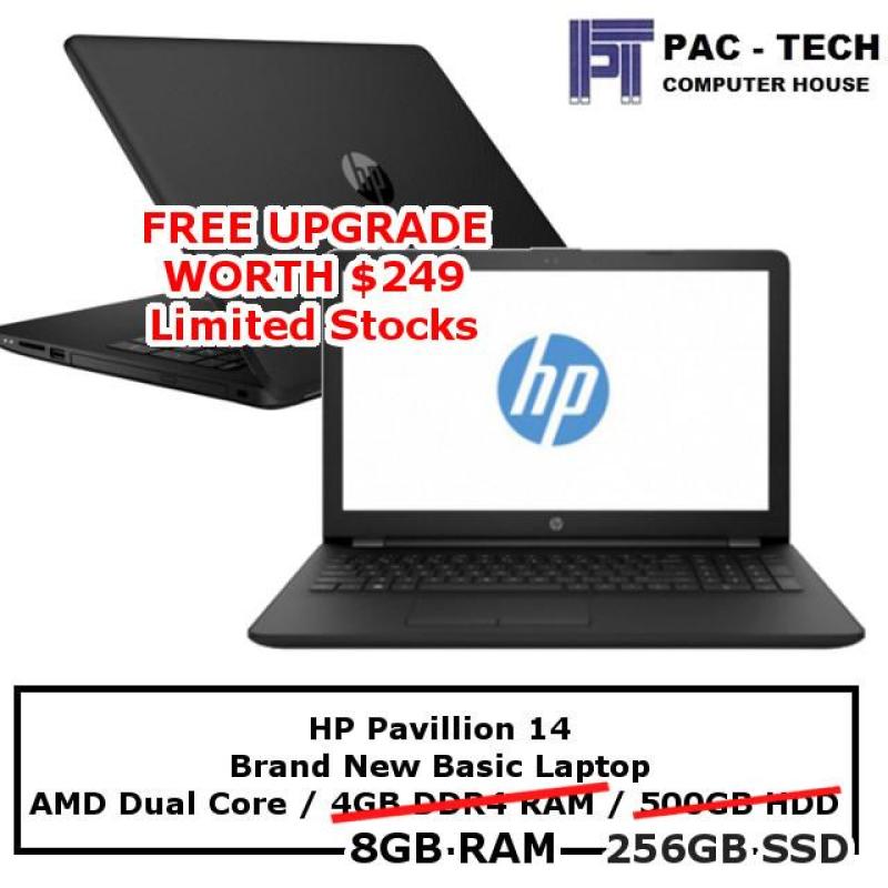 HP 14-Pavillion Basic Laptop / AMD Processor / Upgrade to 8GB RAM / Upgrade to 256GB SSD / 1 Year Warranty