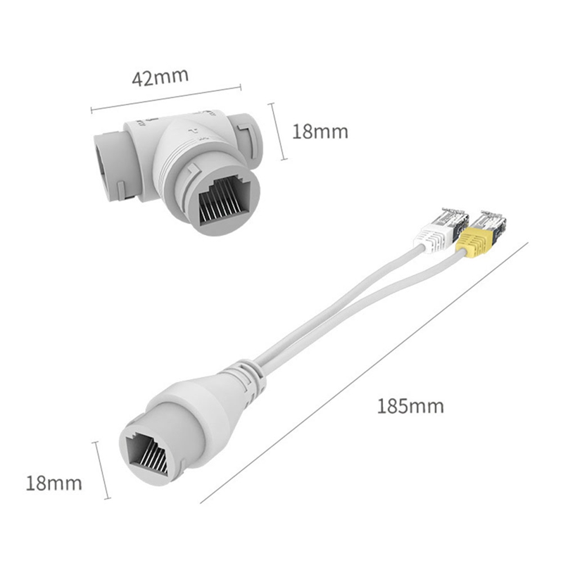 1Set 2-In-1 POE Camera Simplified Cable Connector Splitter Cable Connector