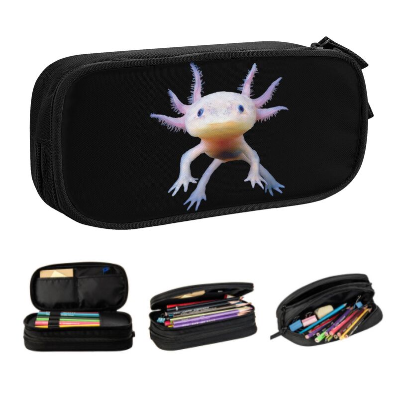 Tùy chỉnh axolotl hộp đựng của học sinh lưu trữ lớn kỳ nhông Lưỡng Cư Cá Túi đựng bút chì văn phòng 