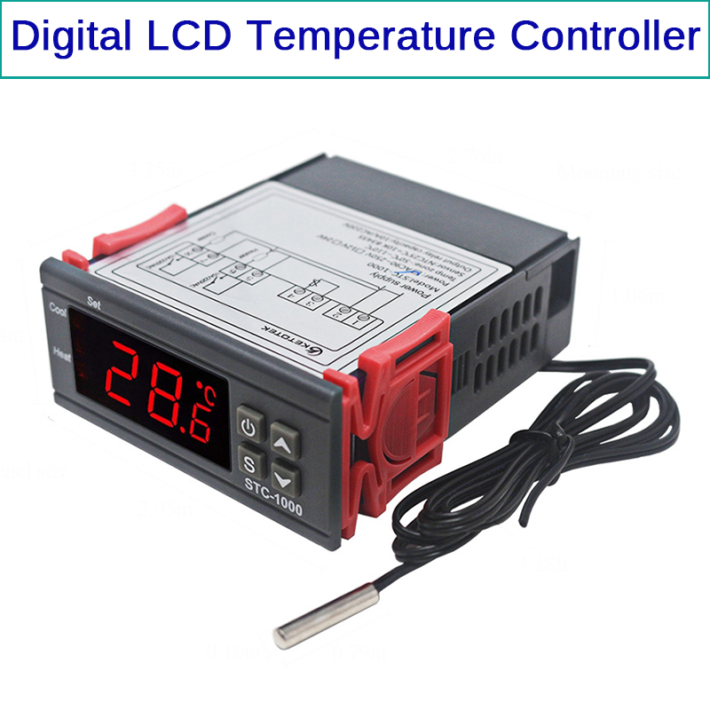 STC-1000 12V 24V 110-220V LED 10A Heating Cooling Controller Thermostat Digital Temperature Incubator Relay Thermoregulator
