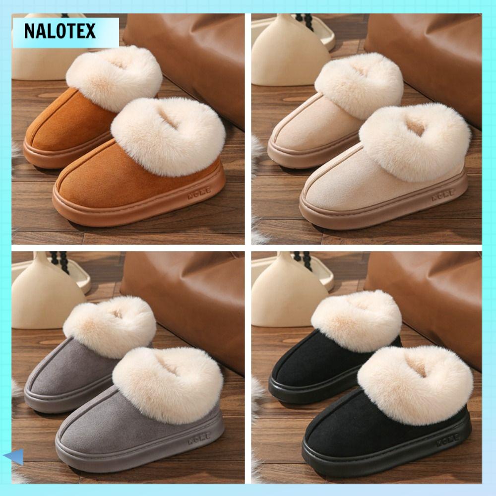 NALOTEX Đồ nhồi bông Giày tuyết Mềm mại Lông thú giả Giày cotton  Ấm áp Giày nữ Mùa đông