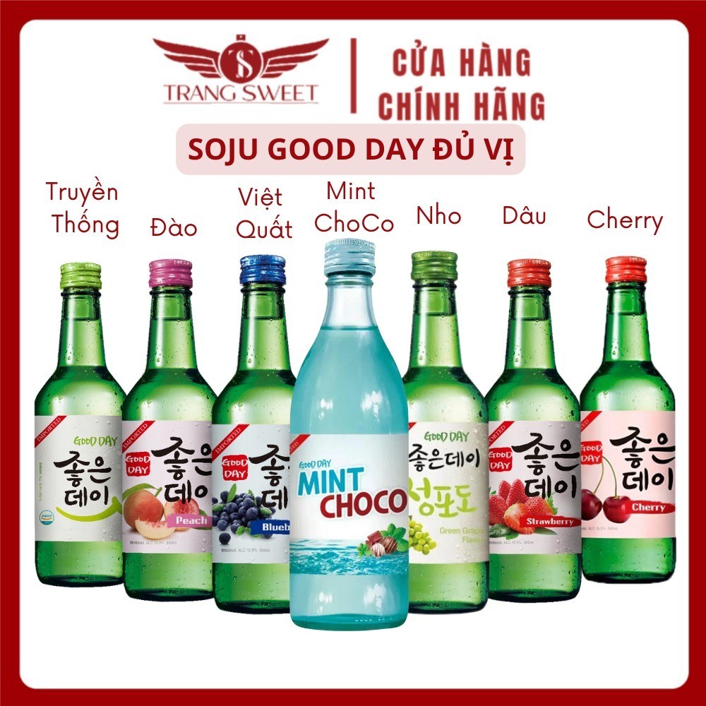 Nước trái cây Soju Good Day Đào Dâu Nho Cherry Việt Quất Mint Hibicus Guava