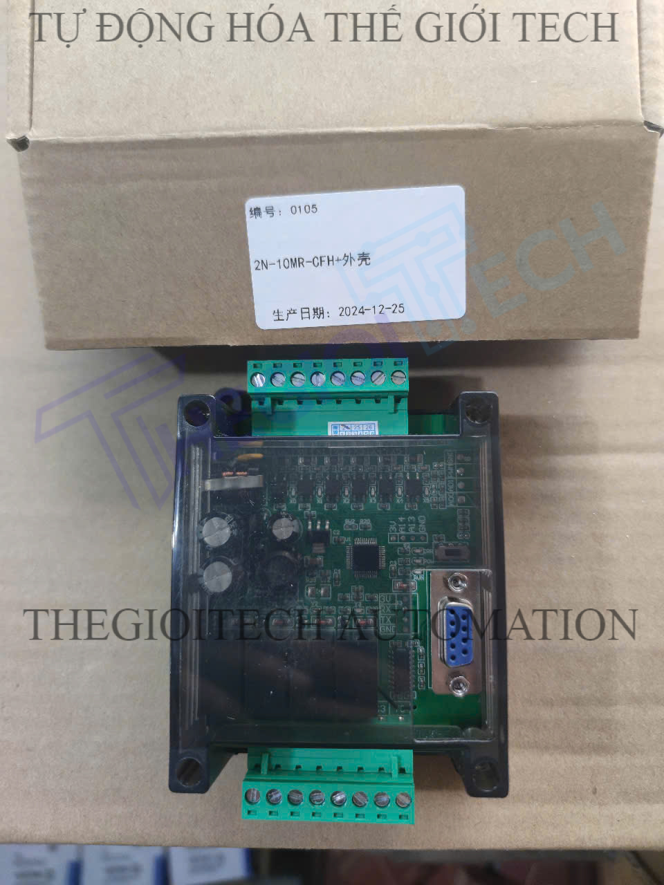 Board mạch PLC HK FX2N-10MR CTH, CFH , 6 In/4 Out Relay, TTL RS232 9.6kbps, 24VDC, mạch trần và có vỏ hộp gắn ray, GX Works2 Mitsubishi - RS232, Vỏ Hộp