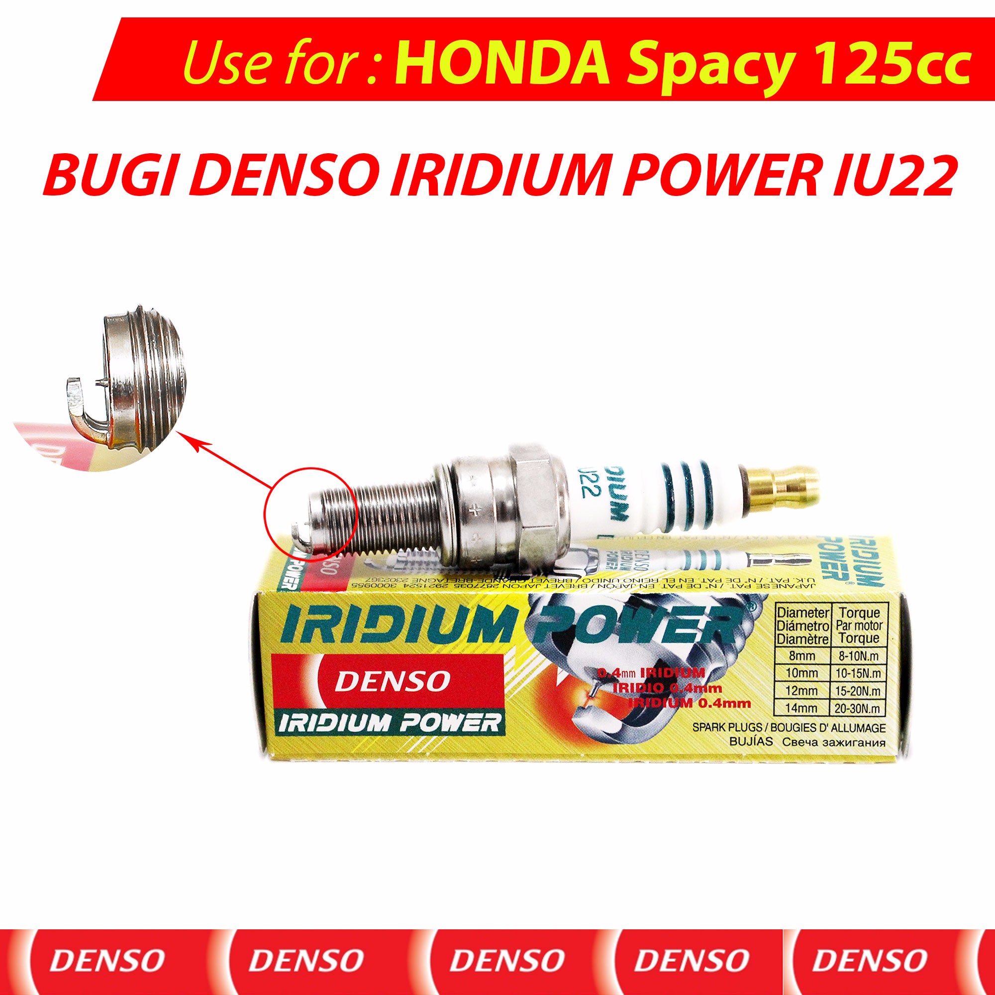 LZD Bugi IU22 Honda Spacy 125 - DENSO IRIDIUM POWER