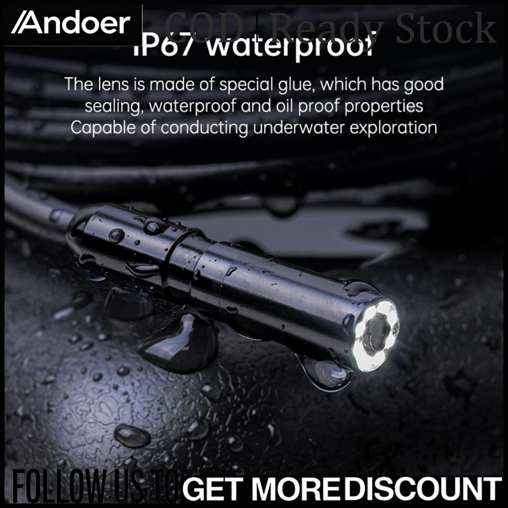Andoer กล้องเอนโดสโคปเลนส์คู่พร้อมไฟ LED 8 ดวงตรวจสอบกล้องบอร์สโคปพร้อมหน้าจอ 4.3 IPS 1080P HD 16.4FT สายไฟกึ่งแข็งสายเคเบิลเจาะขอบเขต IP67 กันน้ำสำหรับท่อระบายน้ำรถยนต์ผนังประปา HVAC ราคา 1,921 บาท*ส่งฟรี