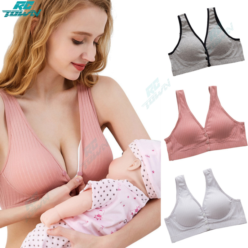 Women Cotton Nursing Bra Underwire Vest Type Anti-sagging Lightly Padded Breastfeeding Maternity Bra Underwear With Front Buckle ราคา 125 บาท*ส่งฟรี