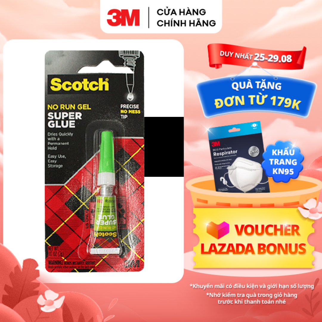 Keo dán đa năng 3M™ Scotch®, siêu dính, trong suốt, dạng loãng, mau khô, 1 tuýt, 2g, Dán được nhiều chất liệu