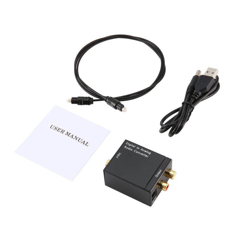 Oh Digital TOSLINK Bersumbu Sama Optik untuk Sinyal Analog Konverter Audio Adaptor RCA Digital Ke Analog Konverter Audio Hitam