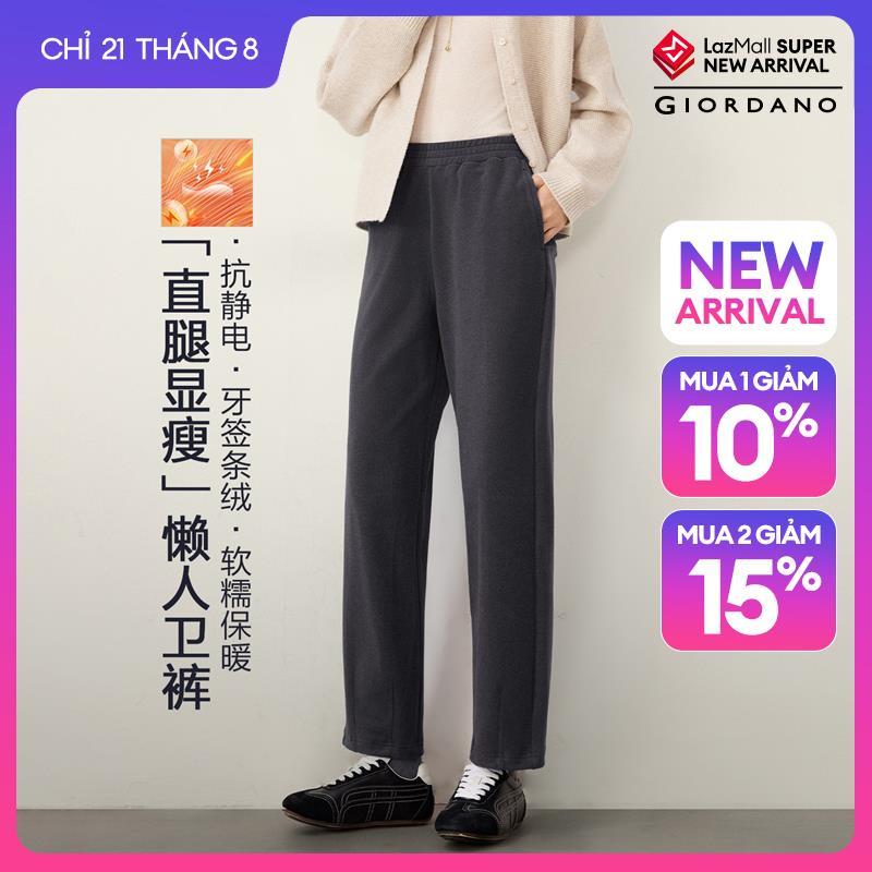 GIORDANO Women Pants Seam Detail Cuff Sweatpants Elastic Waist Regular Fit Straight Leg Fashionable Casual Pants 05416856