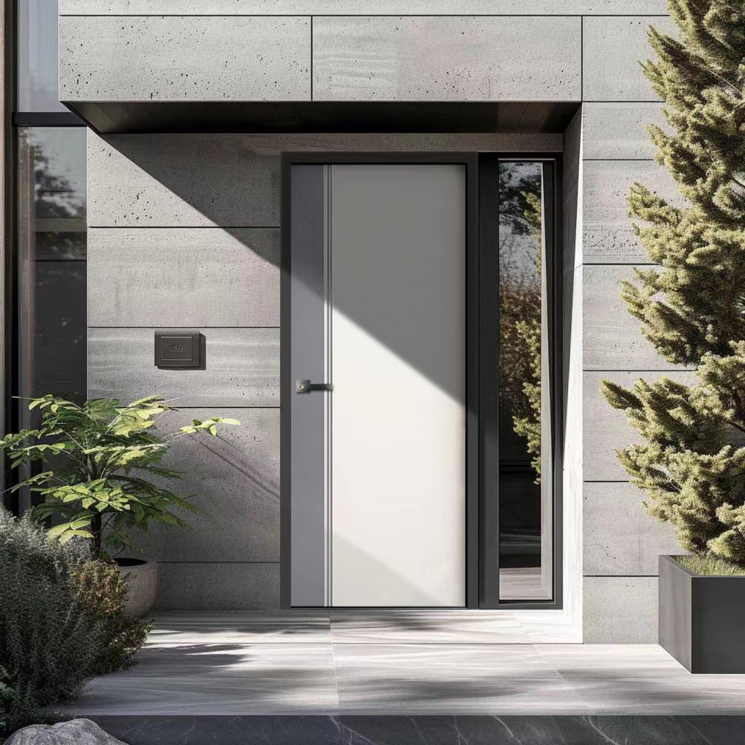 VERNO Official ECO-DOOR ประตู uPVC ภายนอก รุ่น ED1 ขนาด 80x200 ซม. สีทูโทน เทา-ขาว (เจาะลูกบิด) แบรนด์แท้ ราคา 3,350 บาท*ส่งฟรี