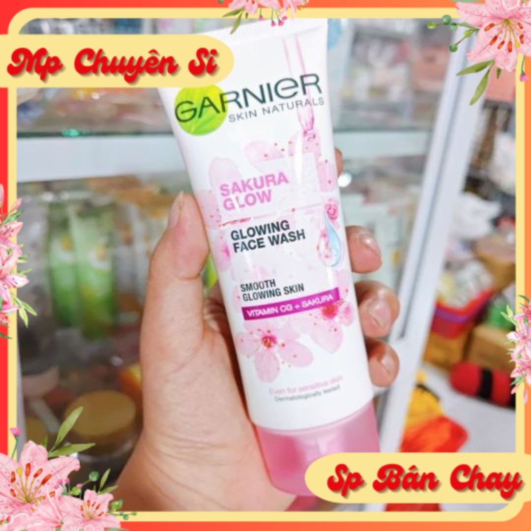 Sữa rửa mặt garnier 100ml thái lan hoa anh đào , trắng hồng mịn màng da , chống lão hóa , kiềm dầu