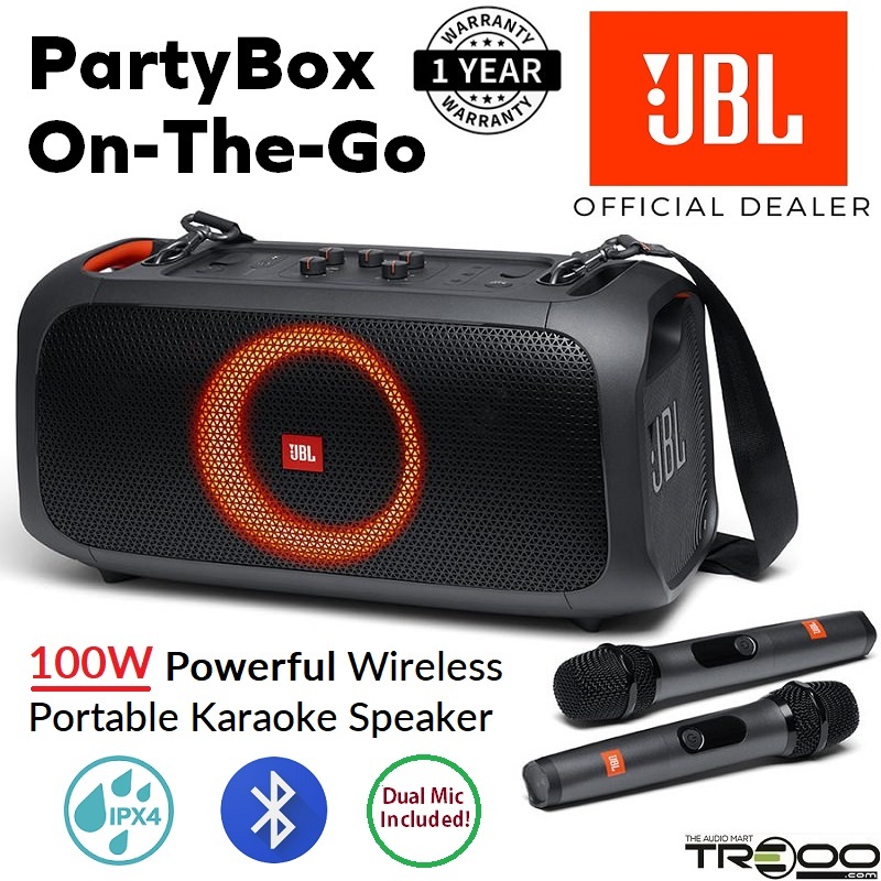 [Pre-Order; ETA mid-end Dec 2021] JBL PartyBox On-The-Go Wireless Bluetooth Karaoke Portable Speaker with Wireless Handheld Microphones Singapore