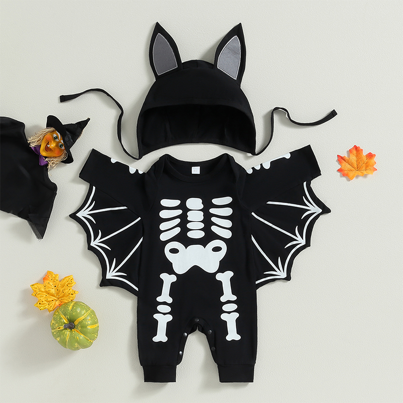 Mmyard Baby Halloween Outfit, Long Sleeve Crew Neck Skeleton Print Bat