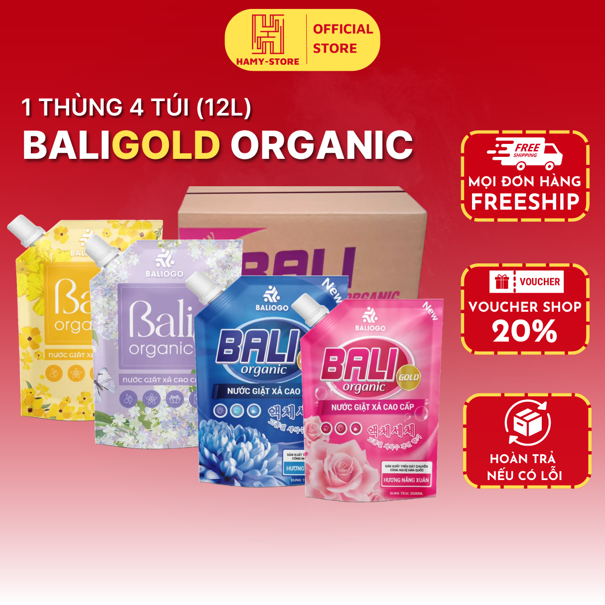 Nước giặt xả túi baligold organic 3 lít , hương thơm dịu nhẹ, đậm đặc, lưu hương lâu, công nghệ hàn quốc
