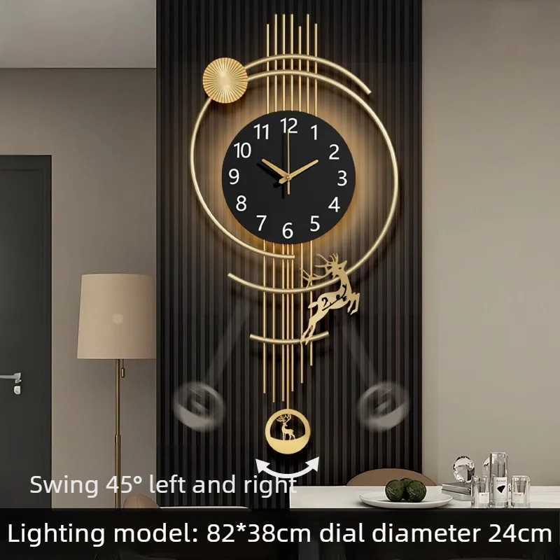 Luxury Modern Minimalist Wall Clock Living Room Large Creative Metal Silent Creative Round Kitchen Dining Room Wall Art Decor