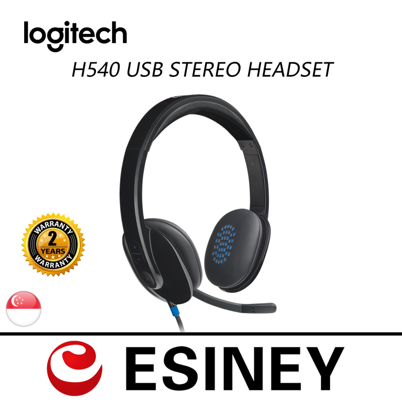 Logitech H540 USB Stereo Headset NOISE CANCELING MIC(981-000482) / With High-Definition sound and on-ear controls Warranty 2years with Local Distributor BanLeong Singapore