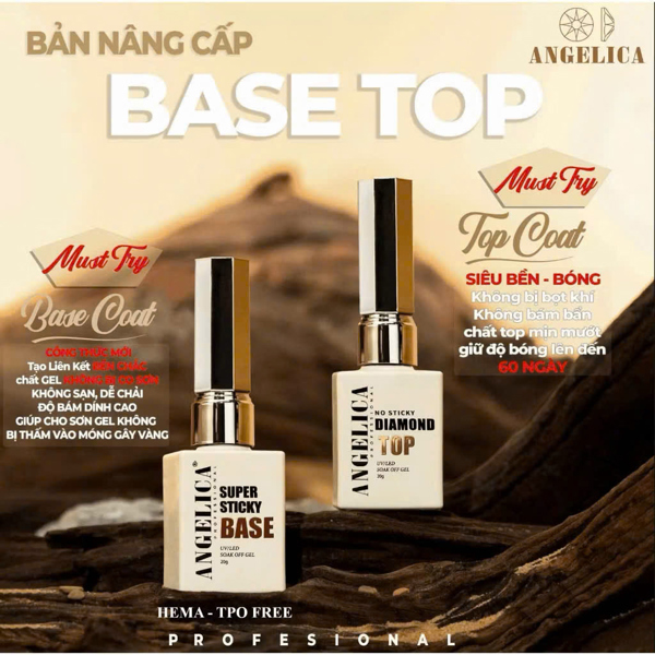 Base Top ANGELICA bản cao cấp 20ml nail gel coat UV cần hơ máy