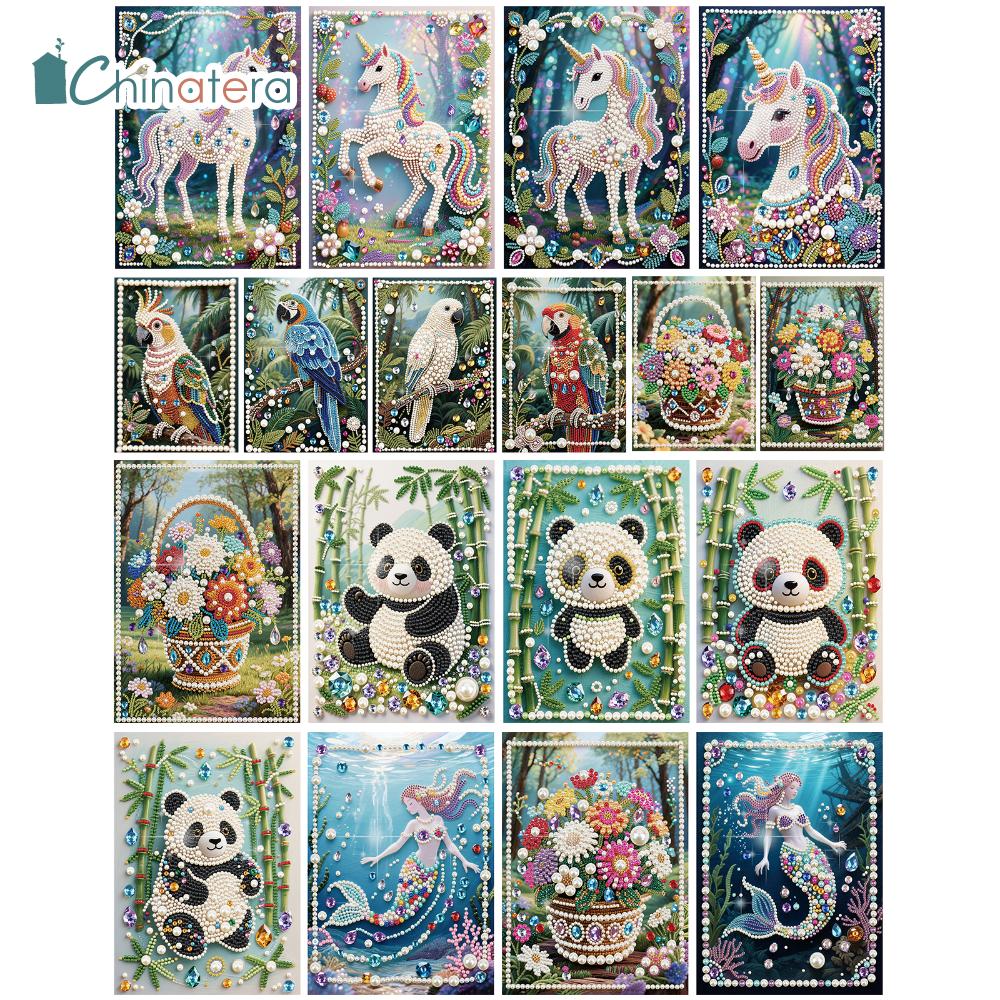 Động vật tự làm một phần Kim Cương Tranh nghệ thuật ngọc trai 30x40cm hình dạng đặc biệt cho trang trí tường nhà