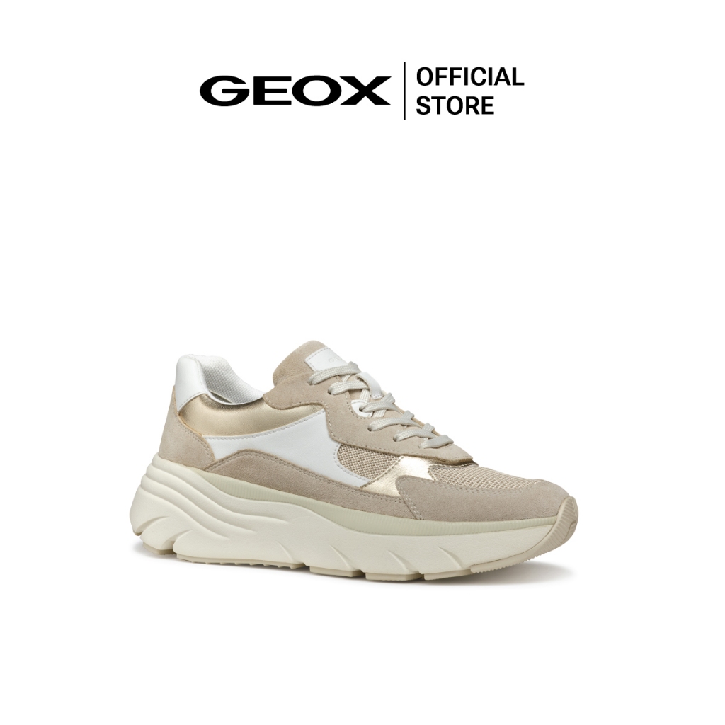 GEOX รองเท้าผ้าใบผู้หญิง รุ่น D DIAMANTA - WHITE/LT TAUPE SS25 (D45UFBC1ZH6F_S5WTBR) ราคา 3,645 บาท*ส่งฟรี