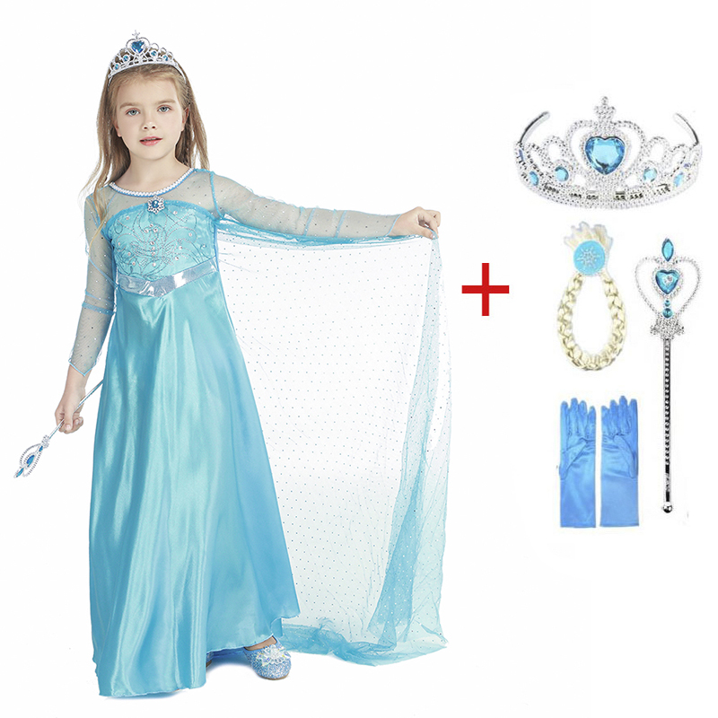 ZZOOI Elsa Dress Girls Halloween Costumes Elza Anna Cosplay Costume Kids Princess Dresses Fantasia Infantil Vestido Roupa For Children ราคา 325 บาท*ส่งฟรี