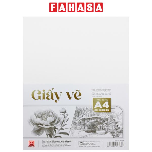 Bộ 20 Tờ Giấy Vẽ A4 300gsm - Hồng Hà 8136