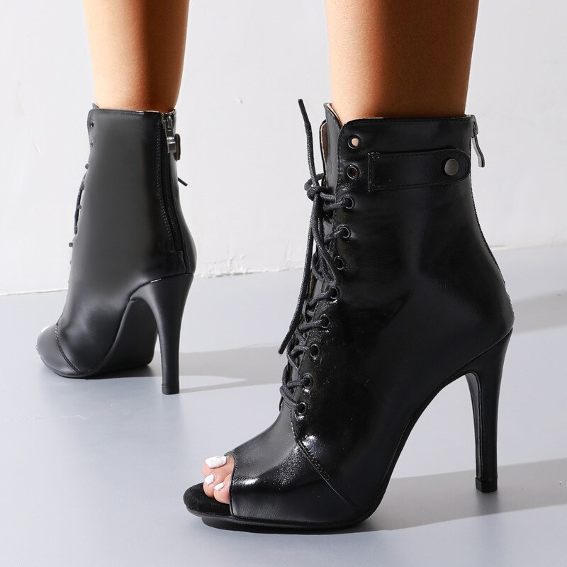  Women Thin HIgh Heels Peep Toe Boots Stilettos Jazz Dance Women's shoes For Latin Dancing Street Sexy Stilettos Plus Size 