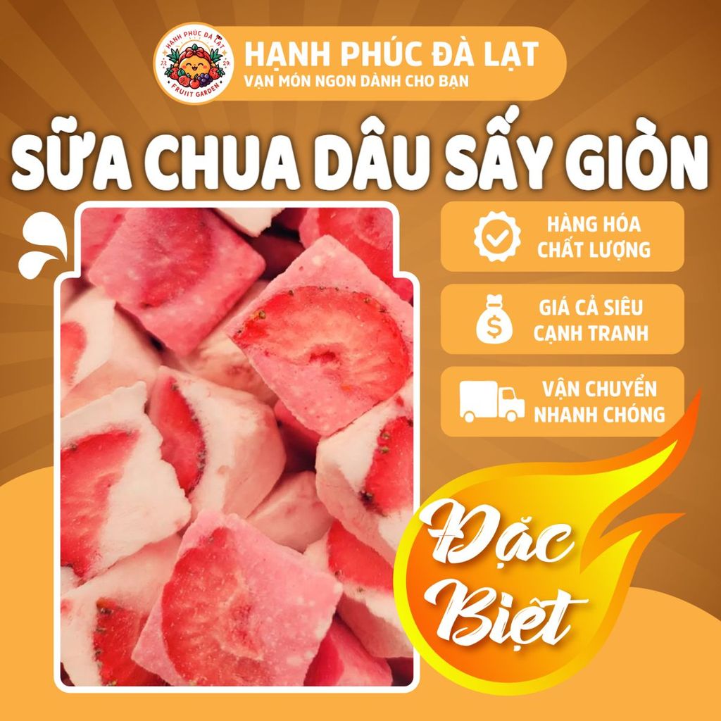 SỮA CHUA MIX DÂU SẤY THĂNG HOA, CHUA CHUA, NGỌT NGỌT, GIÒN TAN VỊ DÂU - HẠNH PHÚC ĐÀ LẠT Giá 86,000 Đồng*Miễn phí vận chuyển