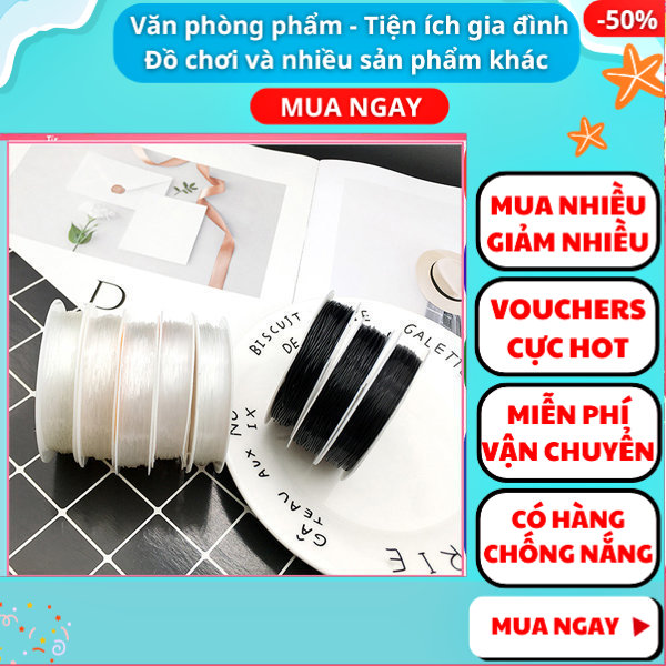 Combo 2 - 5 cuộn dây cước, dây gân trắng 4,5m loại 1mm, dây xỏ chuỗi hạt loại tốt, cuộn dây cước trắng co giãn giá rẻ, dây xỏ chuỗi trắng tiện lợi, dây gân xỏ chuỗi hạt màu trắng, dây dù làm vòng phong thủy, Gift Love