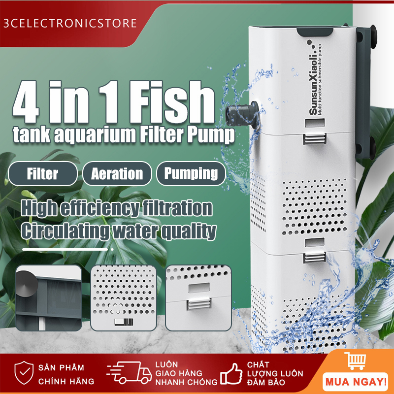 Chất lượng siêu cao Máy lọc bơm oxy 4 trong 1 cho bể cá máy lọc nước bể cá lọc nước bể cá may loc nuoc ho ca bơm lọc bể cá bộ lọc nước hồ cá lọc bể cá cảnh máy lọc bể cá
