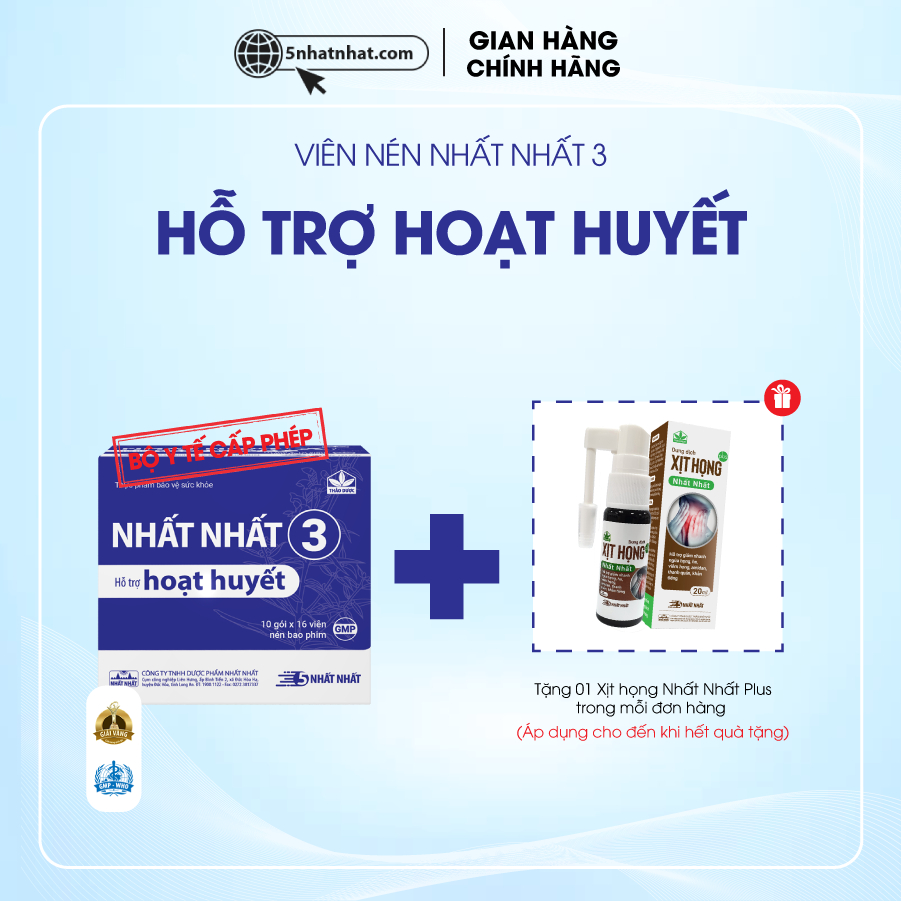 Viên Nén Hoạt Huyết - Nhất Nhất 3 Tăng Cường Lưu Thông Máu Giảm Mất Ngủ Chóng Mặt Đau Mỏi Vai gáy Tê